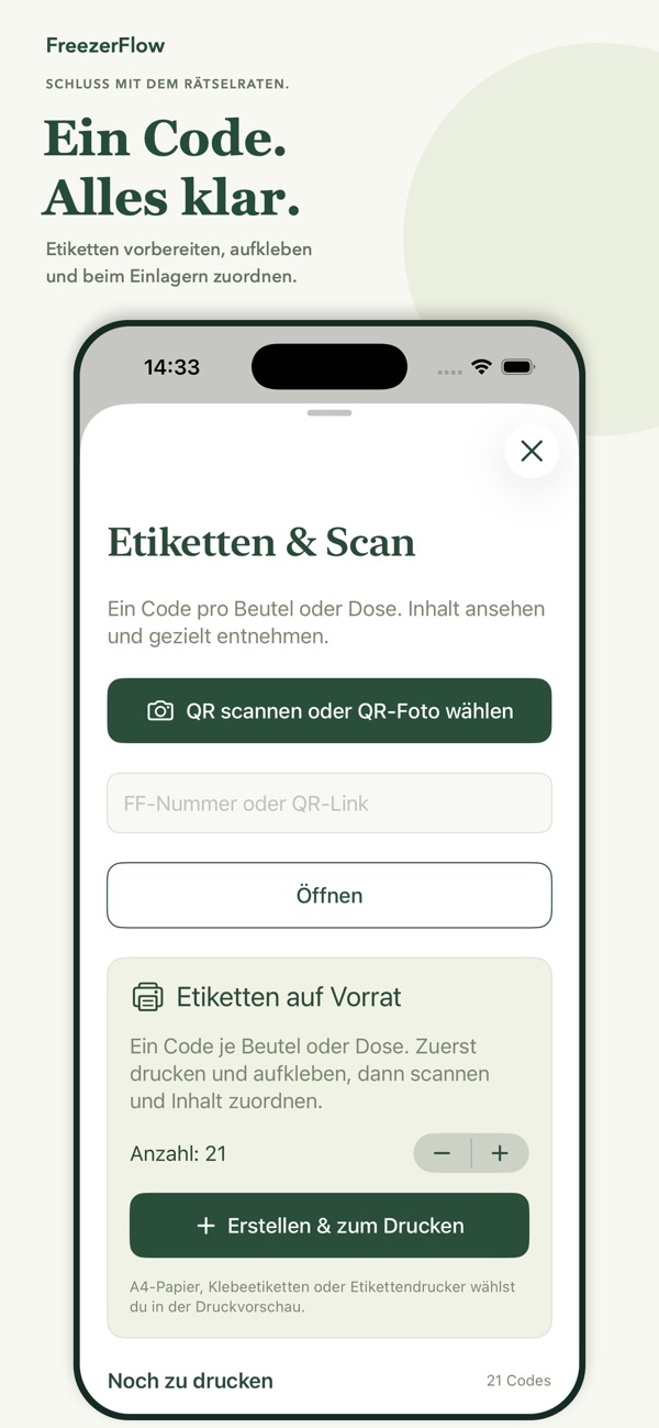Etiketten und Scan: QR-Etiketten auf Vorrat erstellen